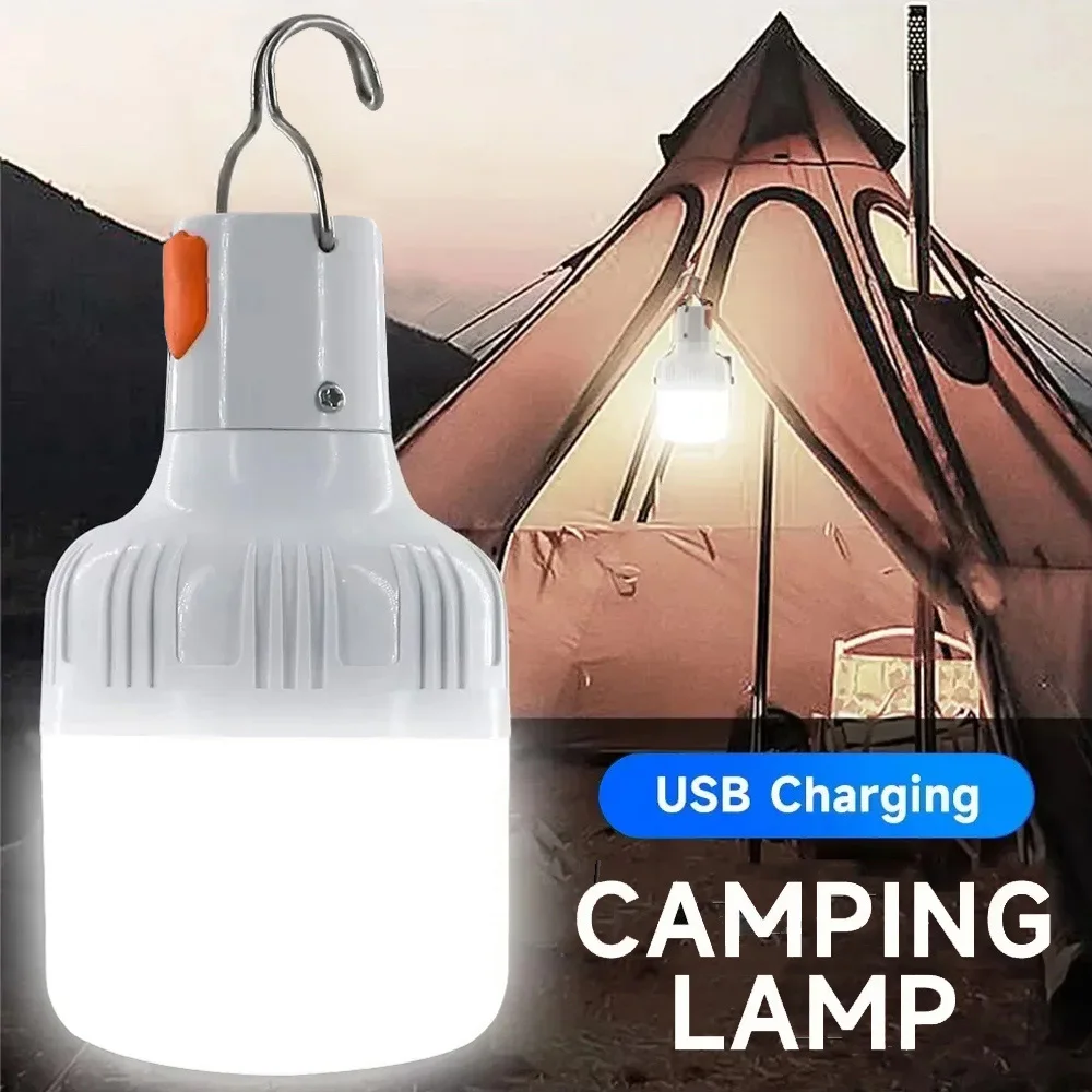 40W/100W/120W Camping Brightness Light Portable Rechargeable Dimming LED Bulb Outdoor Tent Light Emergency Night Light with Hook