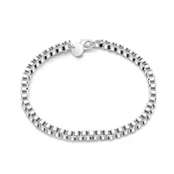 New Charm 925 Sterling Silver 8 Inches 4MM Box Chain Bracelet For Women Men Fashion Jewelry Gifts Party Accessories