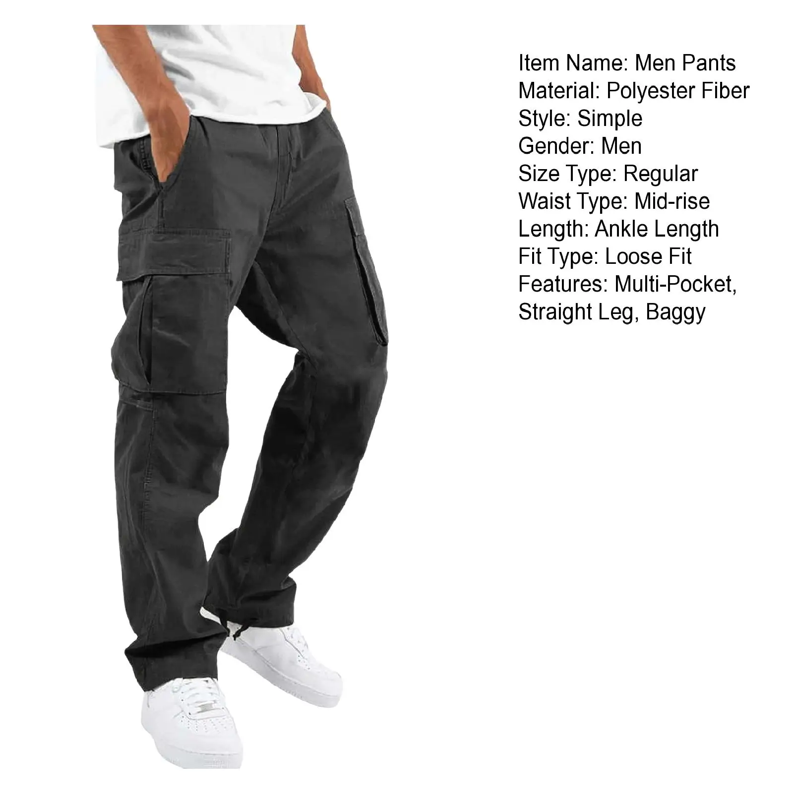 Heren Broek Zijzakken Cargo Harembroek Rits Black Hiphop Casual Heren Joggingbroek Mode Casual Streetwear Broek