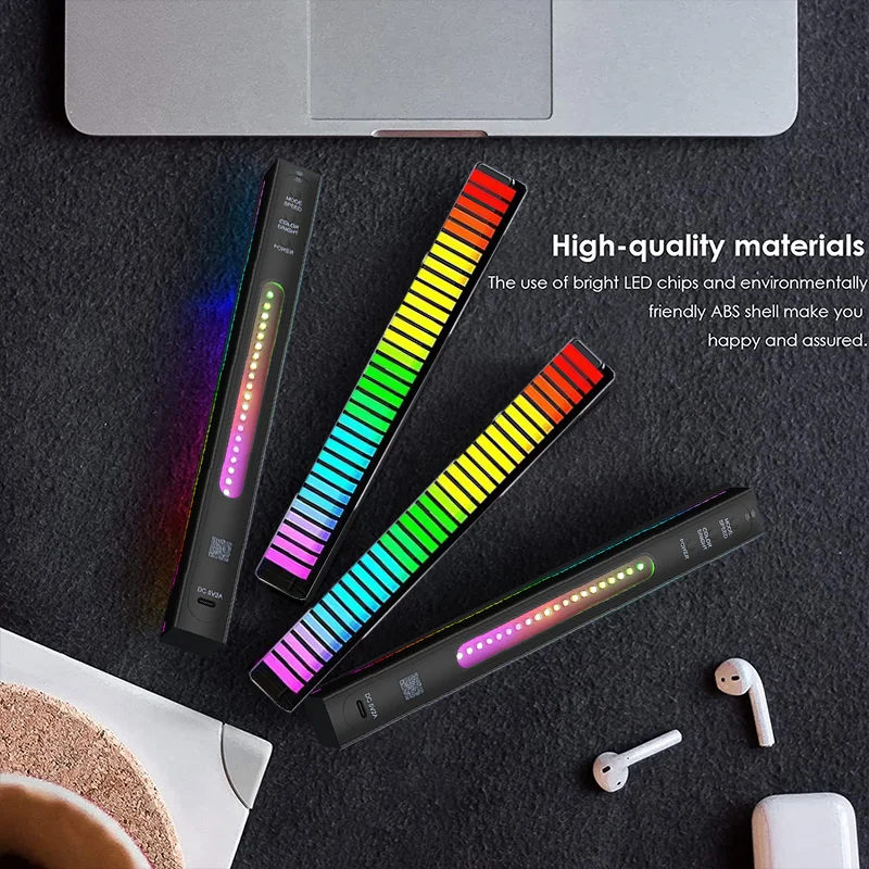 LED Rhythm Gaming Luz Ambiente, Controle de Som, Smart App, Música, Criativo, Colorido, Decoração Desktop
