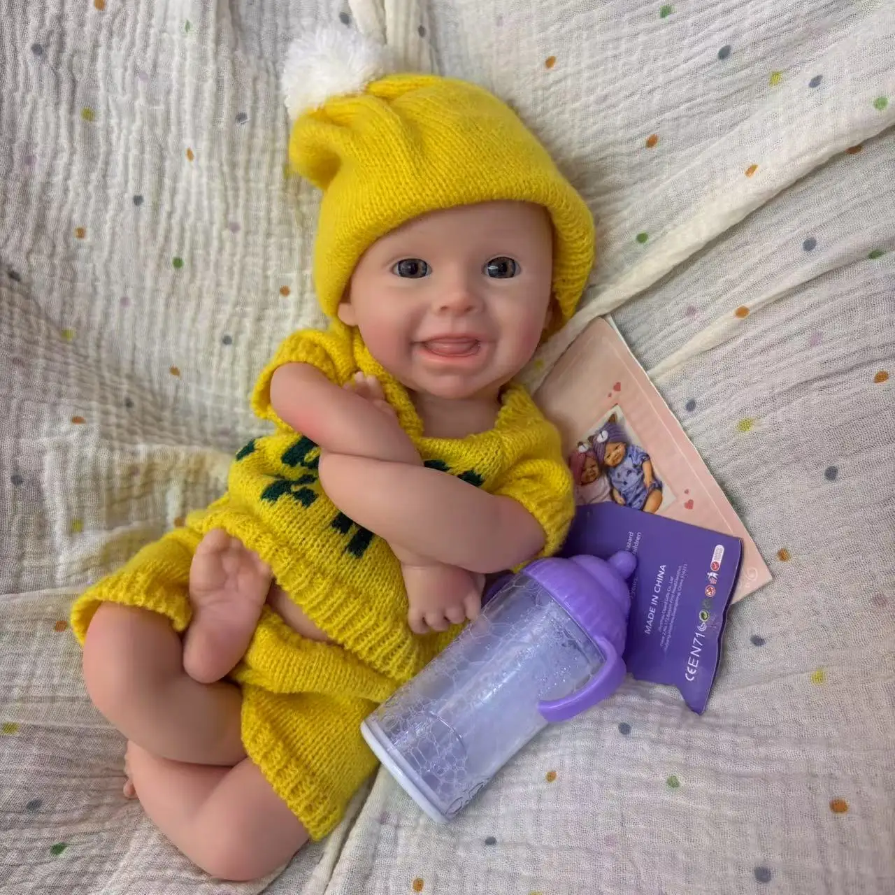 13-calowa Malowana Silikonowa Lalka Reborn Dziewczynka Harper, Cała z Miękkiego Silikonu, Noworodek z Uroczy Strójkiem dla Dzieci