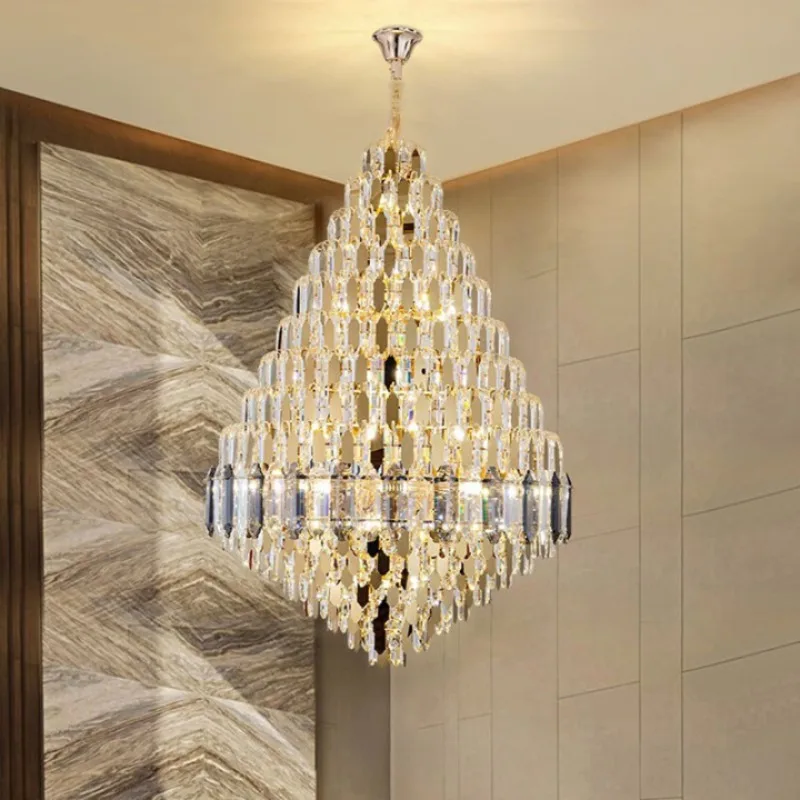 Hollow lobby engineering villa modern living room crystal lamp