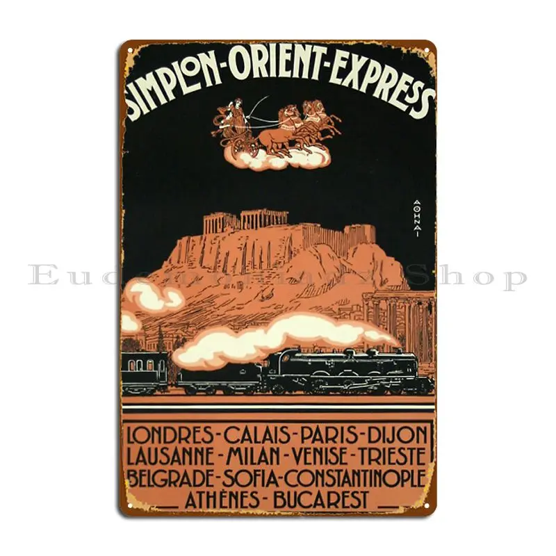 Simplon Orient Express Vintage Train Travel Metal Plaque Print Mural Garage Garage Garage Tin Sign Poster