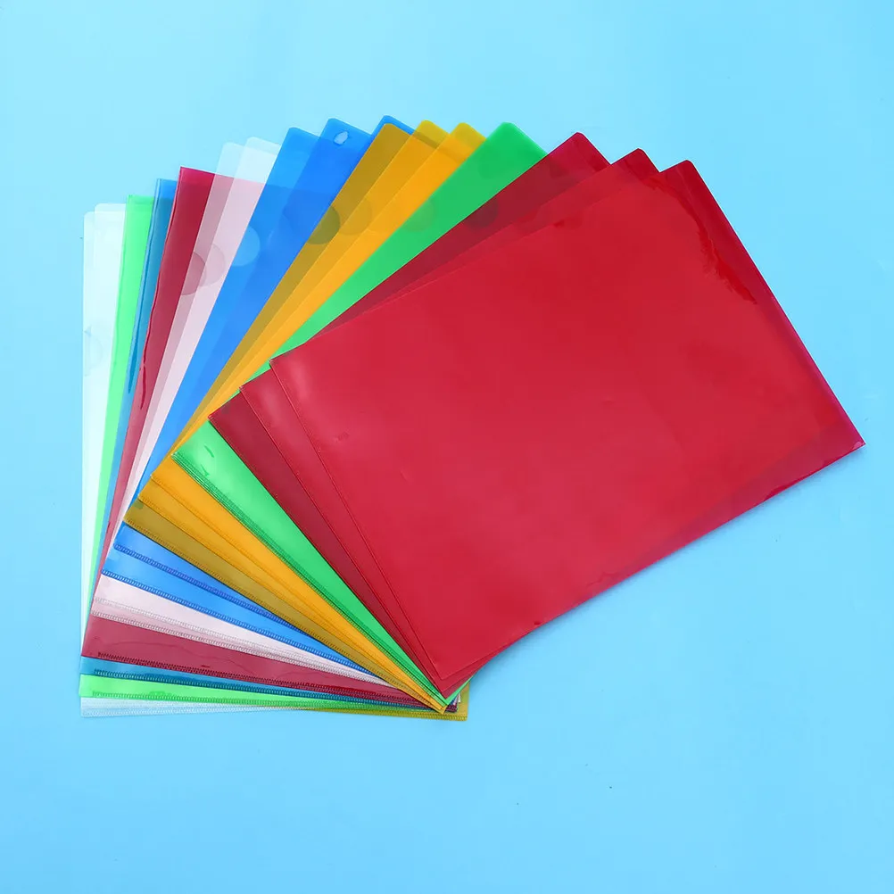 

40Pcs L-Shaped File Clipboard Plastic Transparent Hardboard Paper Holder Lightweight Office School Home Clip Board Memo Folder
