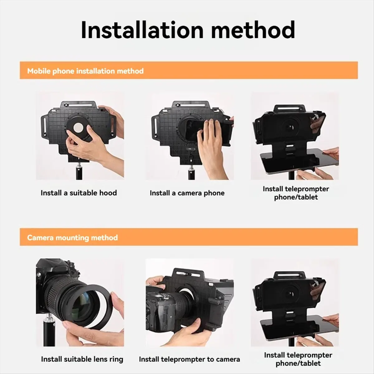 F8 Universal Teleprompter for Tablets Laptops Smartphones Cameras for Live Streaming and Recording with Large Screen