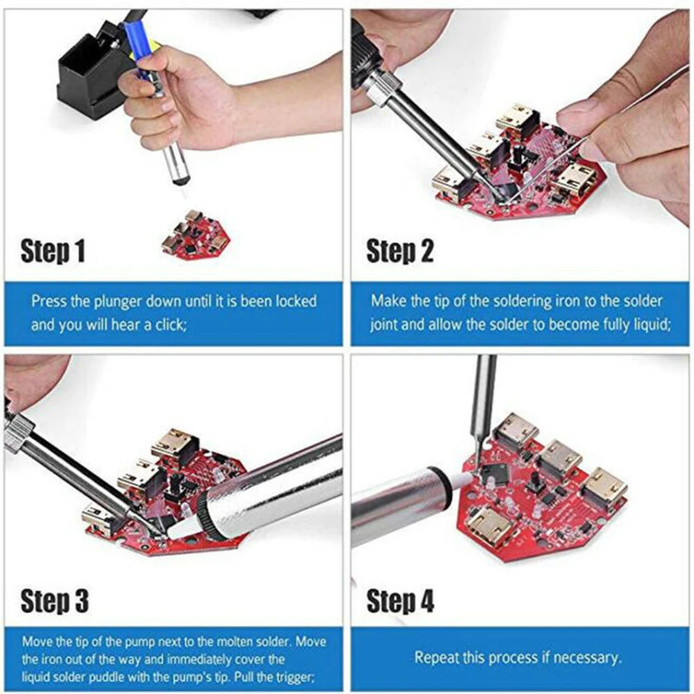 Removal Solder Suction Pump Repair Sucker Vacuum Aluminum Desoldering Desolver Power tool Accessories High Quality