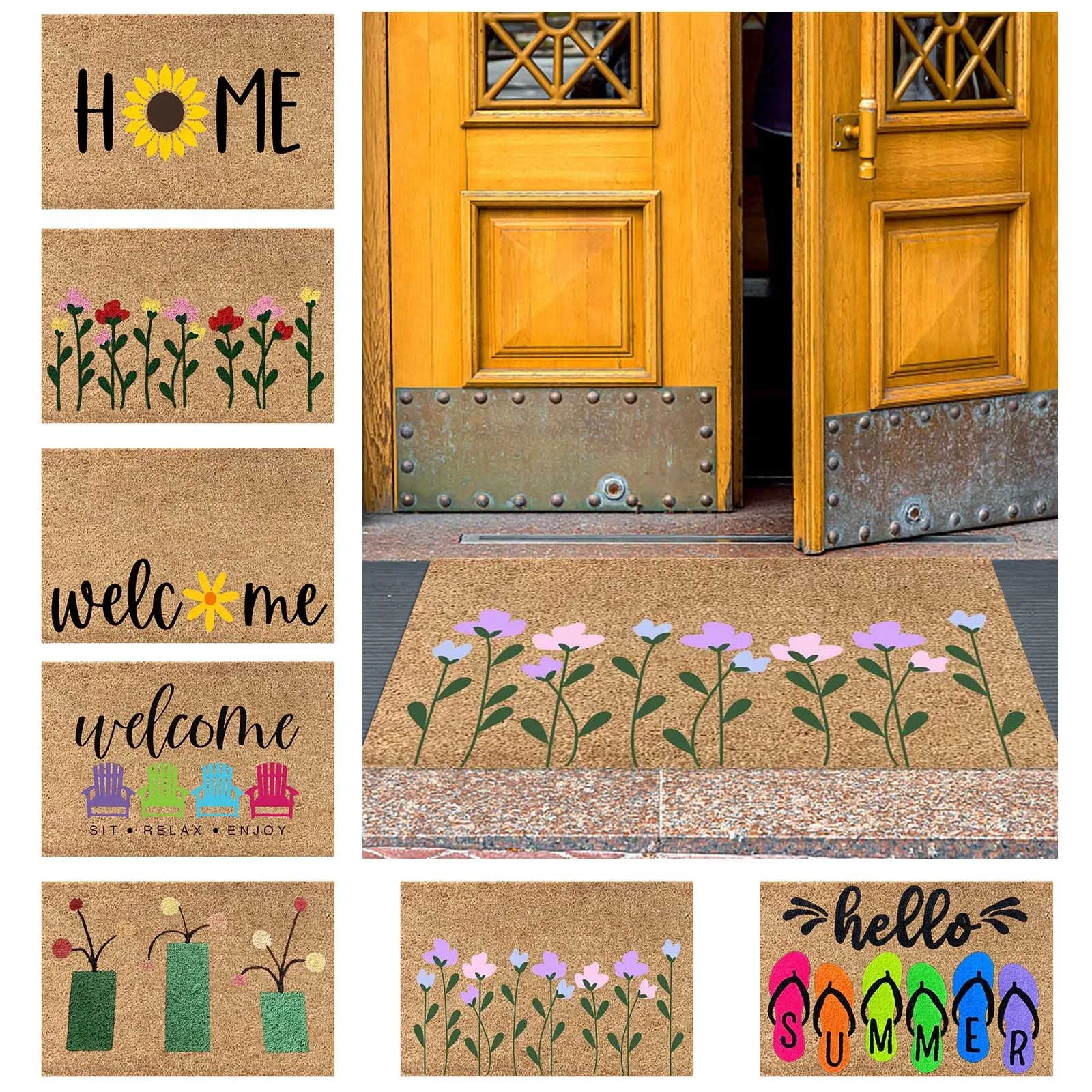 1PCS Hello Door Mat Absorbent Welcome Door Mat Non Slip Front Door Mat 40x60cm Low Profile Doormat for Bathroom Entryway