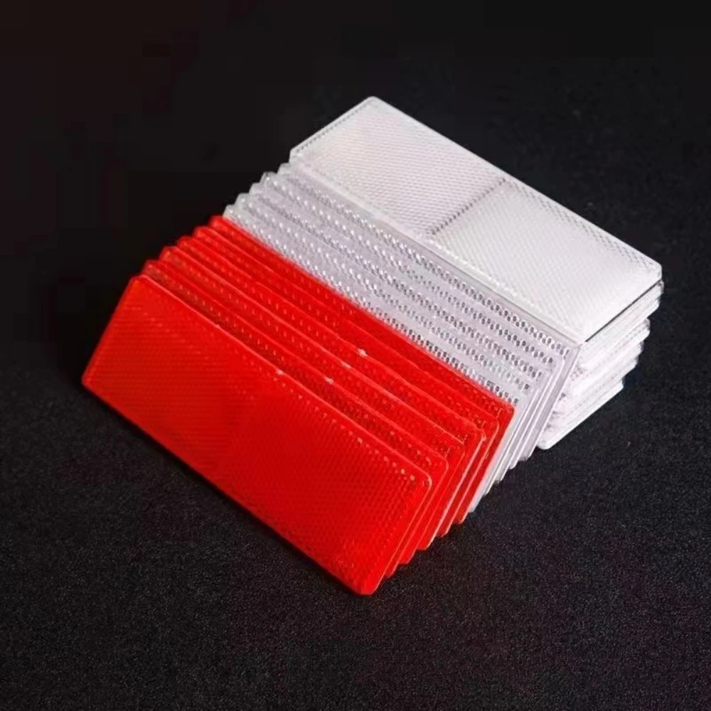 長方形の車の反射ステッカー,接着剤,プラスチック反射板,安全標識テープ,車の安全アクセサリー,トラック,トレーラー,新品,10個