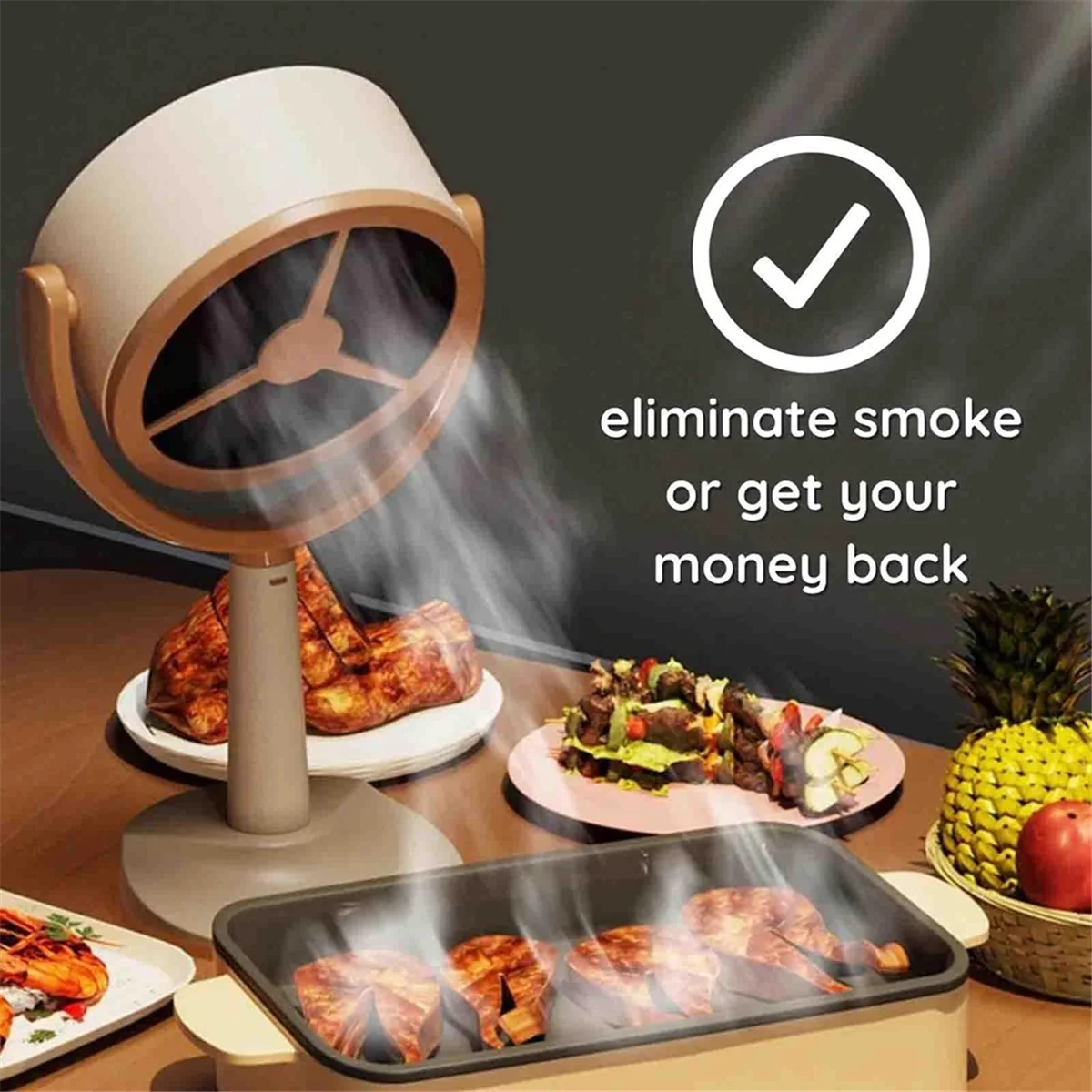 Portable Smoke Purifier Portable Kitchen Exhaust Fan Desktop Range Hoods Removable and Washable Exhaust Fan