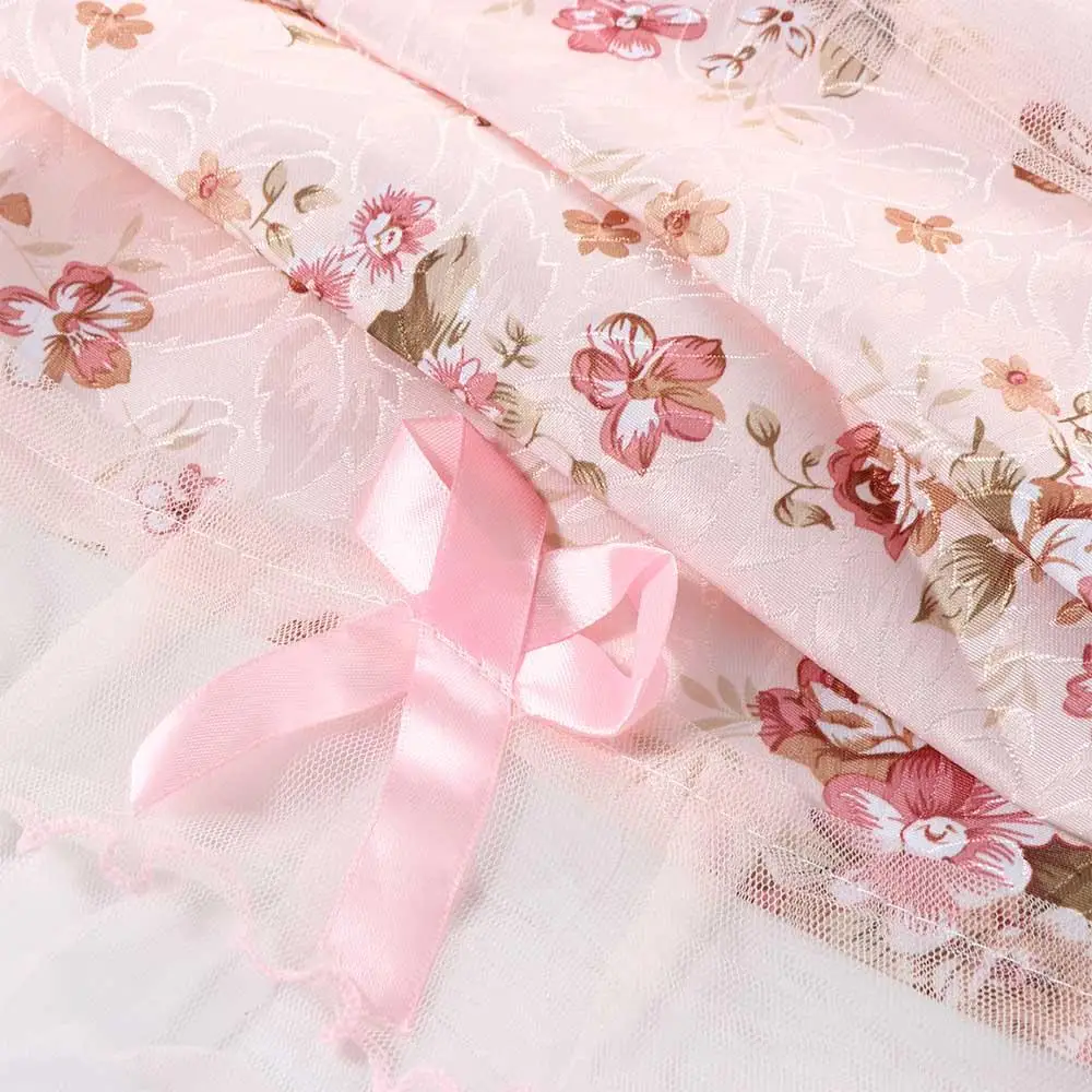 Fashion Dust-proof Bedside Cabinet Pink Flower Rectangular Table Cover Decoration Lace Table Cloths