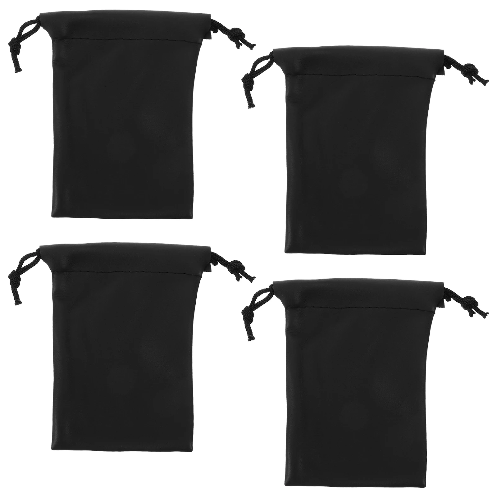 4 Pcs Microphone Bag PU Material Splashproof Drawstring Storage Case Travel Mic Organizer Protective Pouch