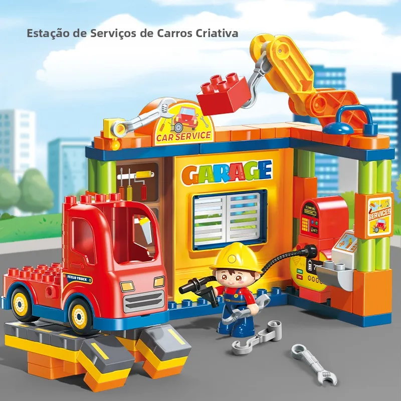 feelo-82-pieces-large-particle-multifunctional-car-repair-station-assembly-model-boys-building-toy-creative-diy-assembly-blocks