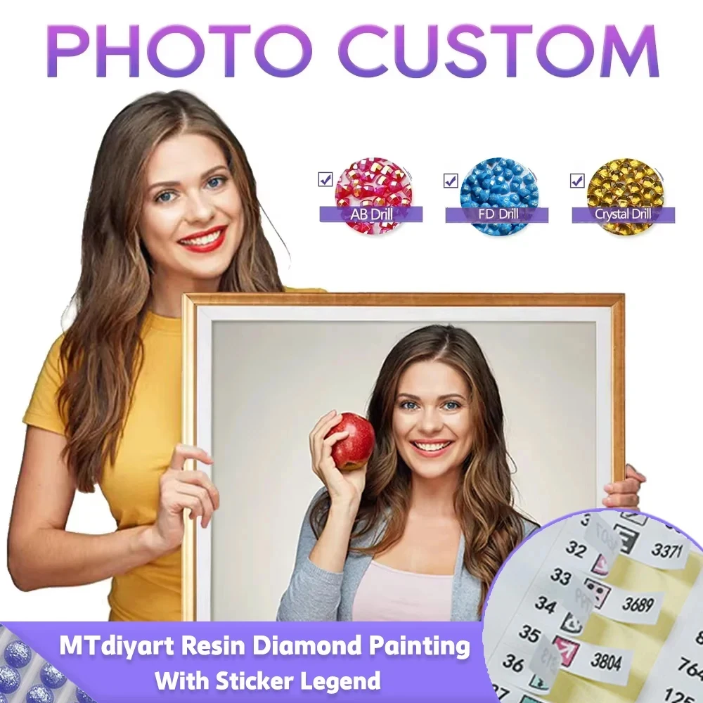 Resin Photo Custom Diamond Painting With Sticker Legend FD AB Crystal Full Square Drill 5D DIY Private Embroidery Decor