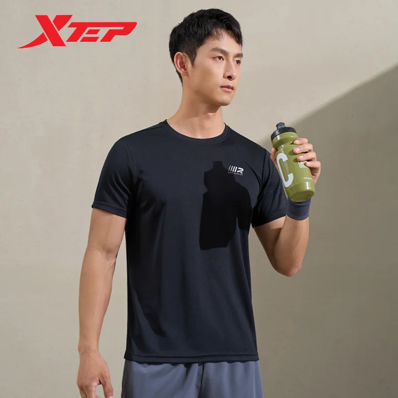 Xtep Short Sleeve Knitted Shirt For Men 2024 Summer Sports Sweatshirt Comfortable Jogging Breathable  Tops 876229010233