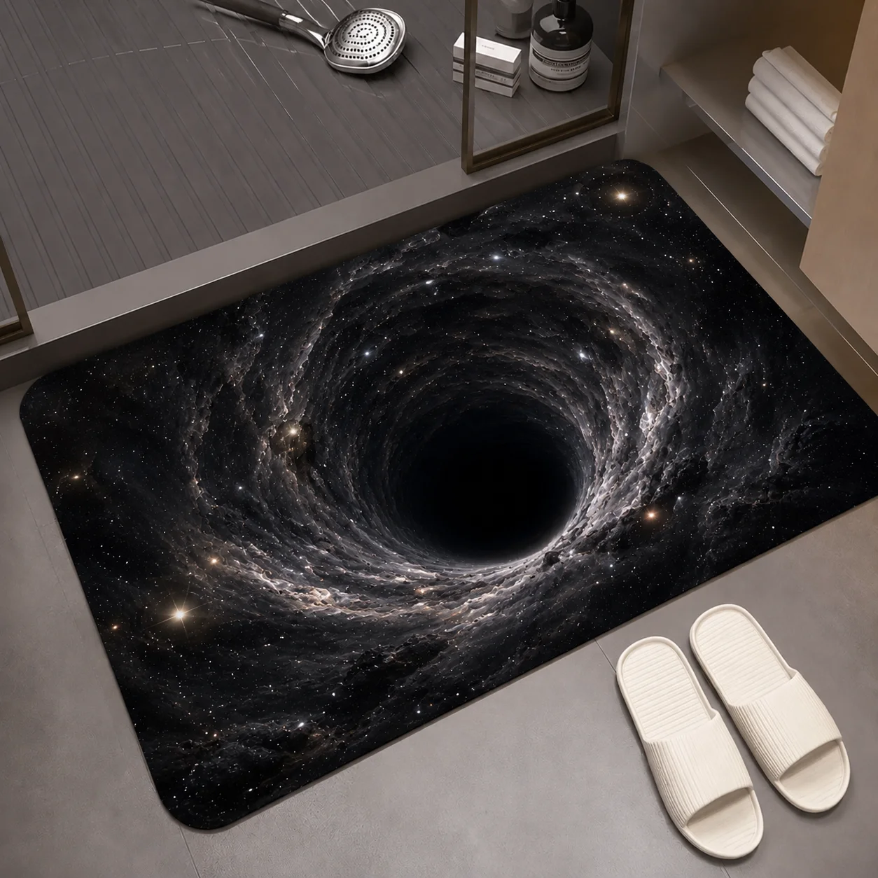 3D Optical Illusion Black Hole Rug Realistic Space Vortex Bath Mat Housewarming Gifts Galaxy Style Bathroom Outdoor Doormat Rugs