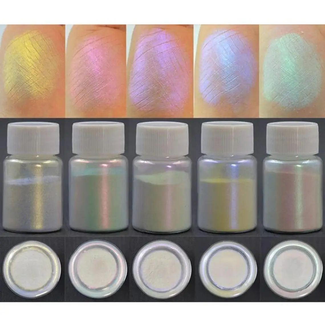 10g/bottiglia Chameleon Pearl Glitter per unghie polvere bianca Super Fine Glitter Mica Peal Pigment DIY Chrome Manicure Chameleon Powder