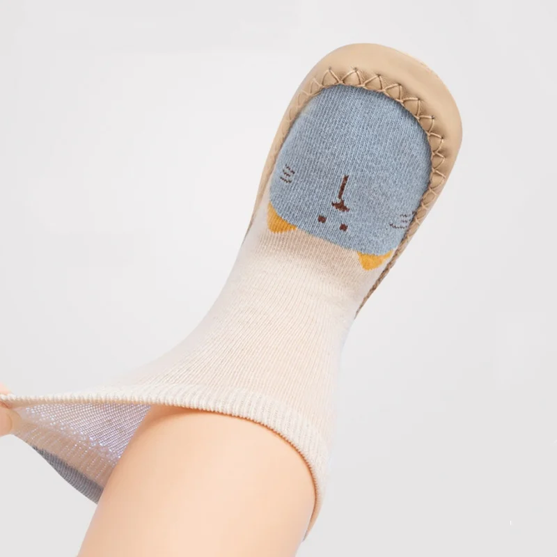 طفل الجوارب أحذية الخريف الشتاء الوليد الكرتون الأولى مشوا لينة سوليد أحذية عادية الرضع طفل المضادة للانزلاق جوارب يمكن السير بها على الأرض 0-24 متر #3