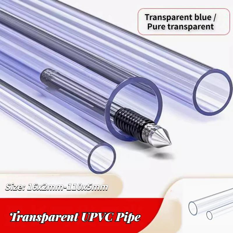 1Pcs Length 200mm 500mm Transparent UPVC Pipe Hard Water Pipe Fish Tank Adapter Pipe Garden Watering Accessories