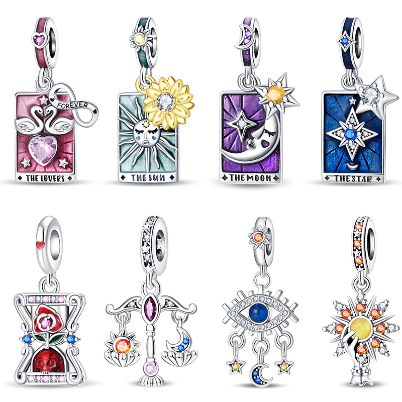 100% 925 Sterling Silver Tarot Collection Pendant DIY Hourglass Beads Fit Pandora Original Bracelet Women Jewelry Birthday Gift