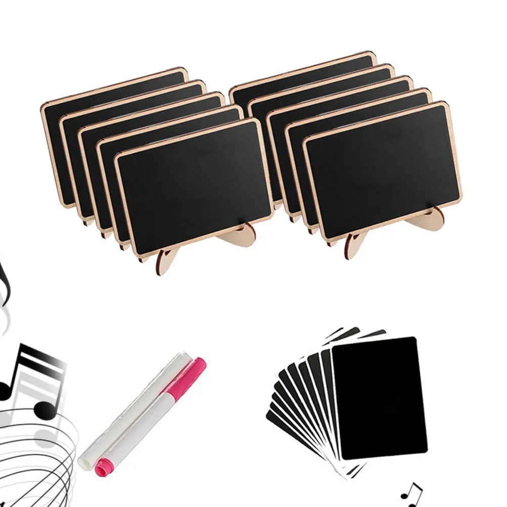 10Pcs Mini Wooden Blackboard Signs with Stand Holders Wipeable Reusable Party Table Number Labels Home Wedding Decoration Set