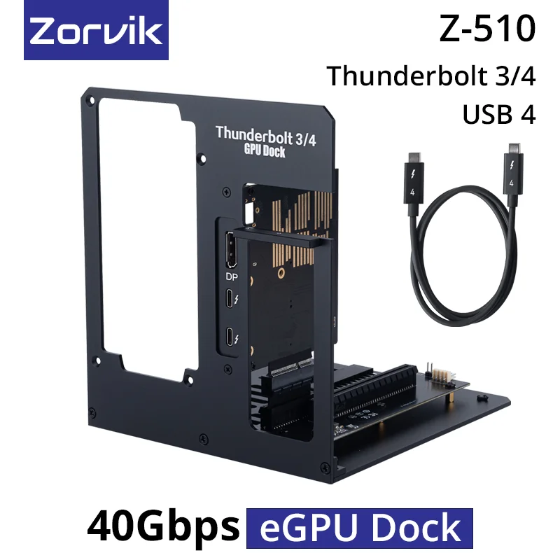 Z-510 USB4 Thunderbolt3/4 eGPU Enclosure for Laptop External GPU Dock with PD 85W 40Gbps Compatible with NVIDIA/AMD GPU