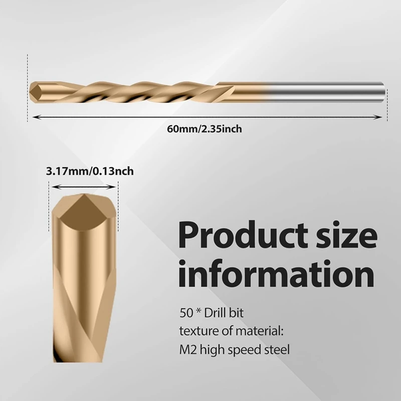 ABPP-50Pcs drywall bit, 1/8 Polegada espiral viu ponta bits de corte, m2 de aço de alta velocidade drywall bits de corte
