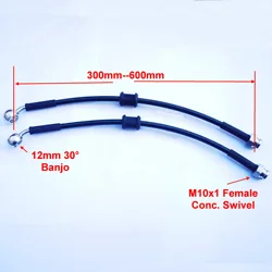 1 Pair Stainless Metric M10x1 Female Conc Swivel + 12mm Banjo AN3 Braided Universal Hydraulic Brake Hose Clutch Oil Line