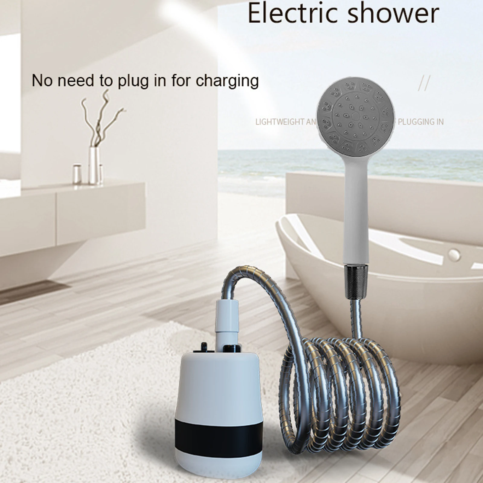 

New Outdoor Portable Camping Shower 3.7V USB Rechargeable Electric Shower Pump for Car Washing Gardening Pet Cleaning Traveling