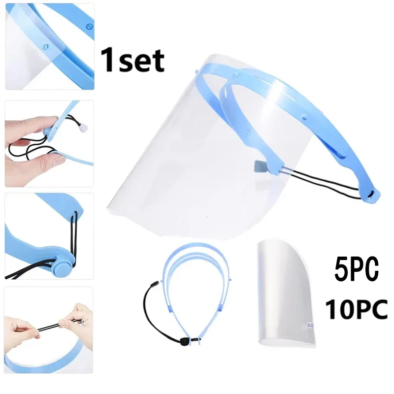 

5/10Pcs Dental Protective Face Shield 10/5Pcs Detachable Face Shield 1 shelf Anti-Fog Dustproof Replacement Mask