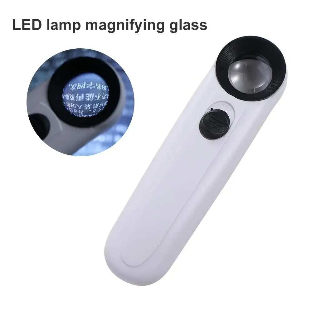 Light Handheld Magnifier Portable Lens Loupe Magnifying Glass Illuminated Lamp 40X Reading