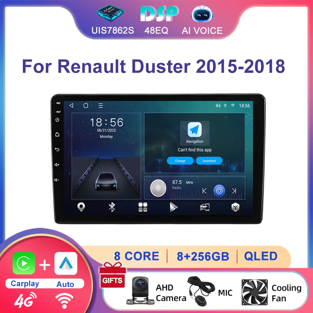 

9 Inch Android Auto Carplay Radio For Renault Duster 2015 2016 2017 2018 Car DVD Multimedia Player GPS Navigation 4G DSP Stereo