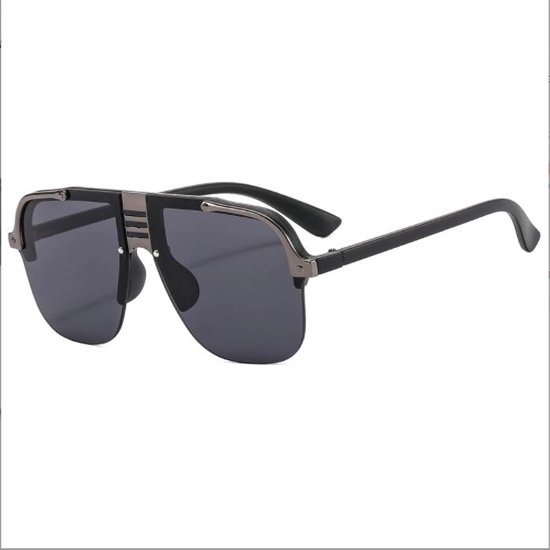 Stylish gun black frosted frame sunglasses for men Frog glasses are half-framed and pieced with metal Unisex glasses driving