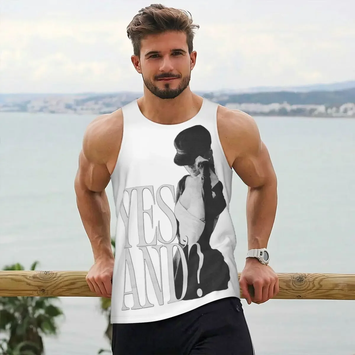 Ariana Grande Singer Yes And Merch Songs Gym Tank Bodybuilding Weste Fitness ärmellose Tops Dry Men Workout Sportbekleidung