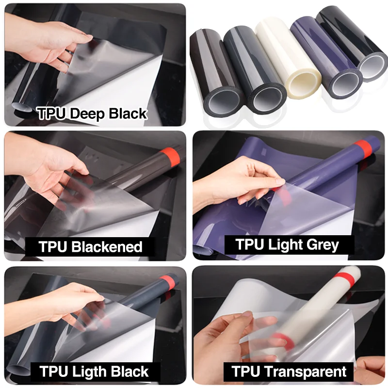 High Quality TPU PPF Film 0.3*3M/2M/1M/0.5M Car Headlight Protective Film Self-Healing Anti Scratches Light Black/ Smoked Black