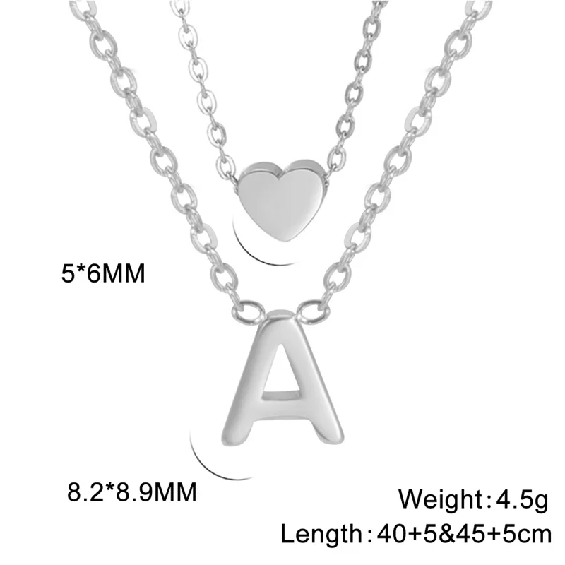 Mode Tiny Herz Initial Halskette Gold Silber Farbe Multilayer Brief Choker Halskette Für Frauen Charme Anhänger Schmuck Geschenk – Detail 16