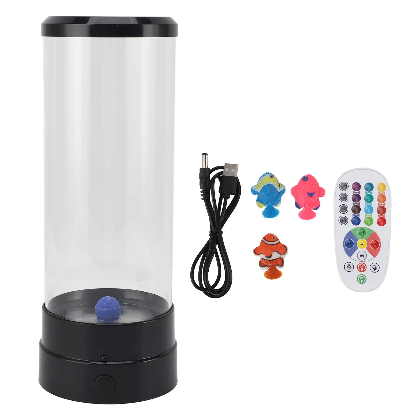 ZK30 LED Bubble Fish Table Lamp RGB Color Changing Simulated Fish Aquarium Decorative Night Light with Remote Control for Kids