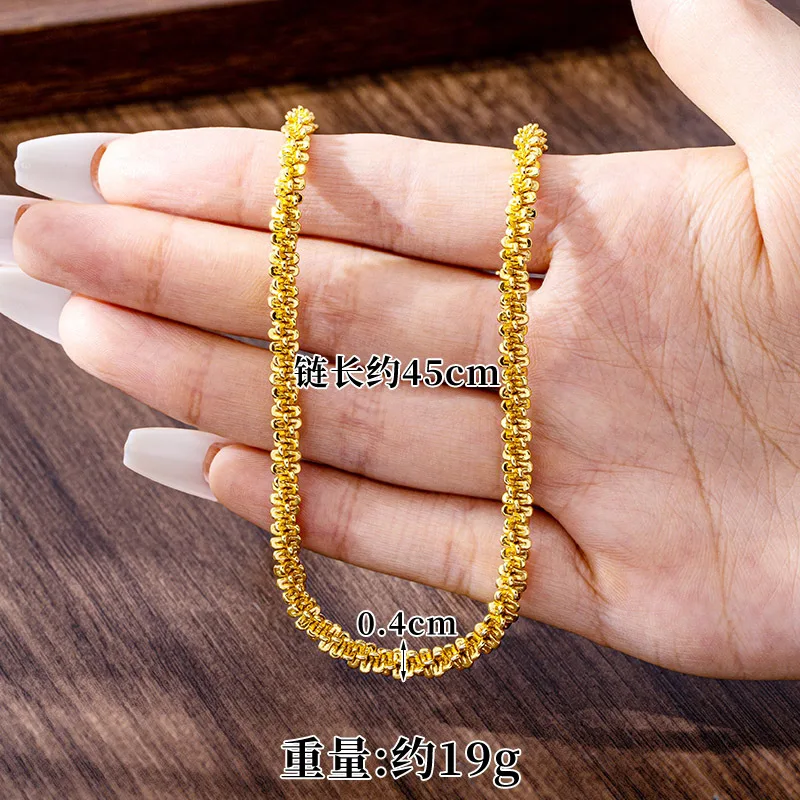 

Luxury 24K 9999 Pure Gold real gold Women's Snowflake Caterpillar Necklace Bracelet Bracelet suit