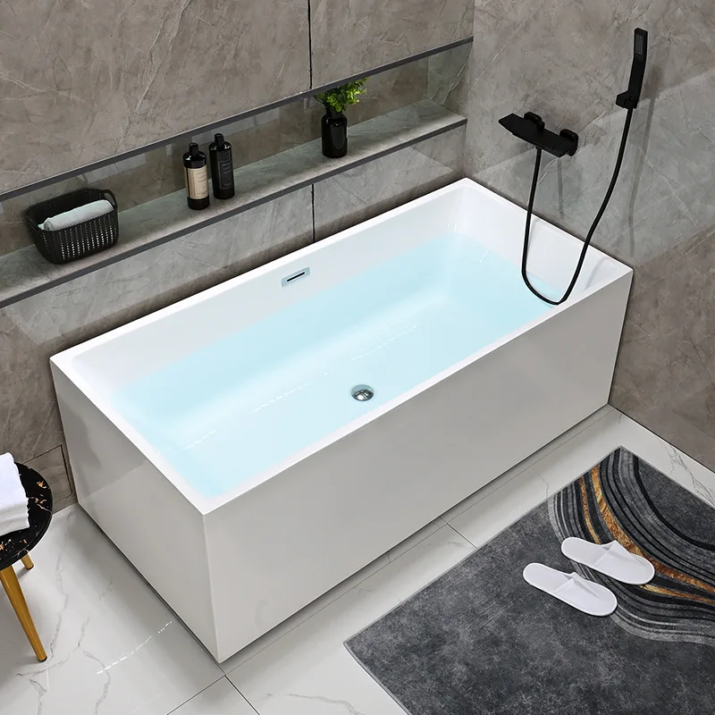 

Bathtub Acrylic Adult Thin Edge Independent Seamless Integrated Square Hotel Engineering Simple Bathtub
