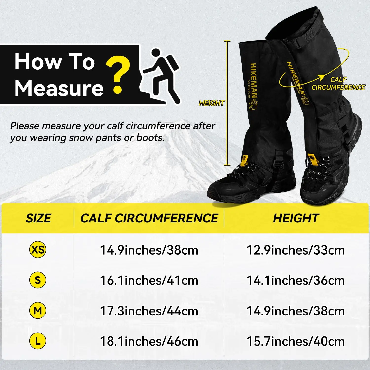 Polainas impermeables para nieve trekking, ajustables en botas - imagen 4