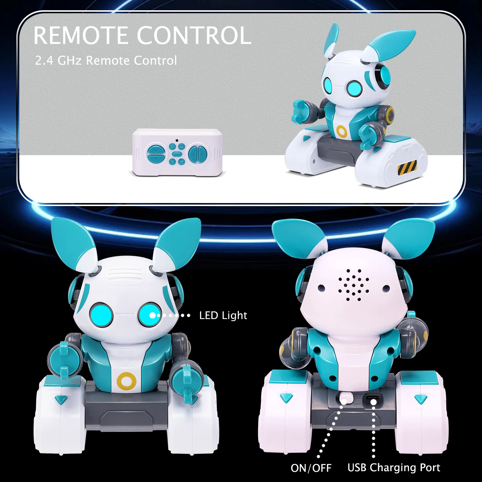 Rechargeable Kid's RCIntelligent Robot ai robot toy Rabbit Gesture Sensing Simulation Robot Lighting Music Remote Control Toy