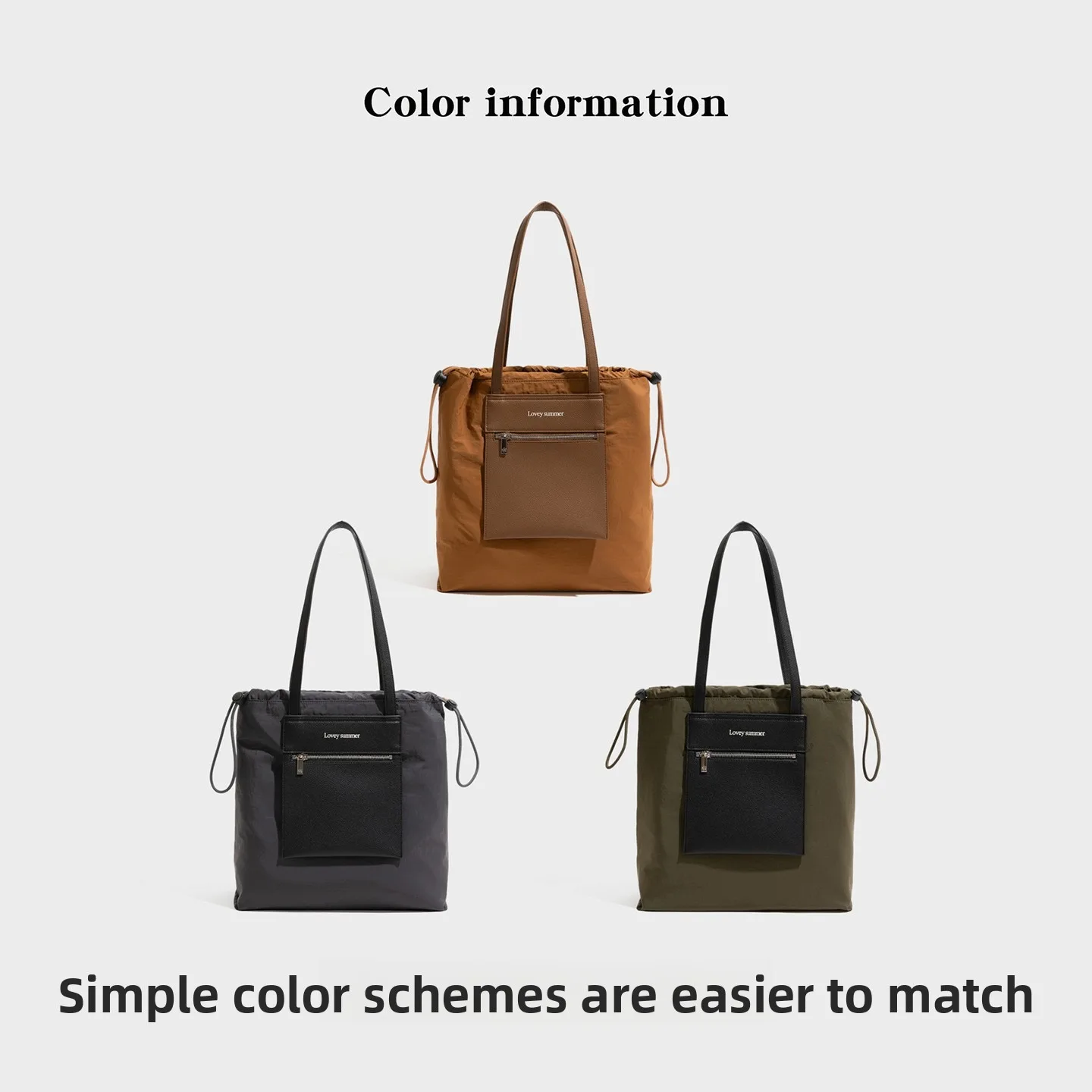 Women's Nylon Tote Bag Large Capacity Drawstring Shoulder Bag Lightweight Casual Handbag for Daily Commute Travel Work