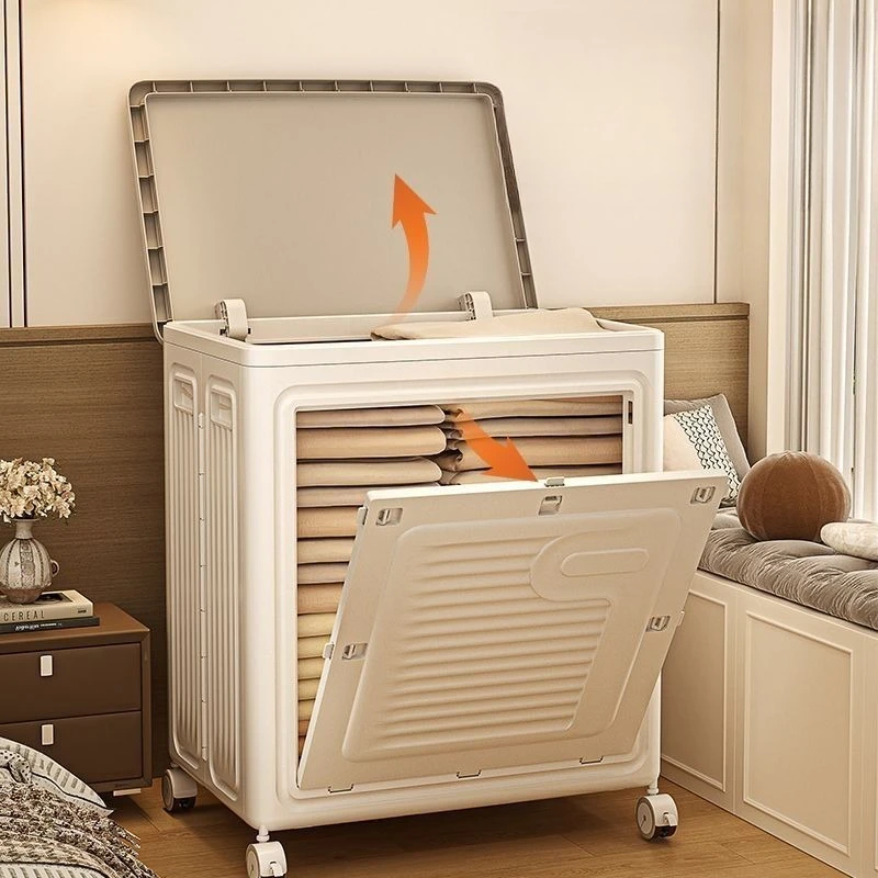 

Household clamshell clothes storage box large capacity extra large size underwear storage box with wheels Bedroom clothes tidy