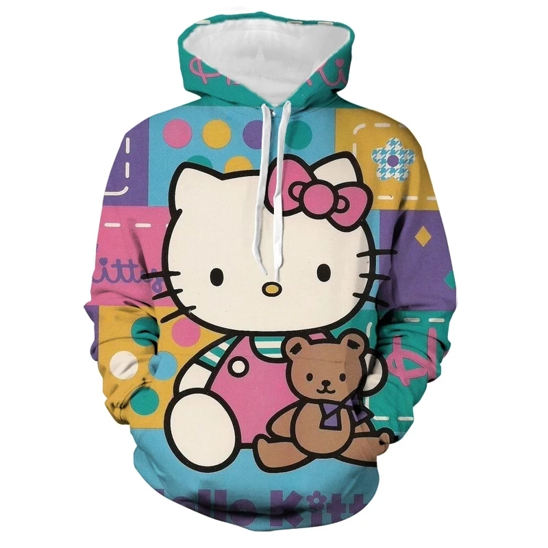 Women\'s Hello Kitty Print Hoodie, Sweatshirt, Casual, Loose, No Sleeve, Sweatshirt, Top, Plus Size