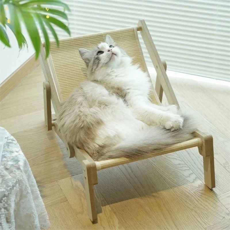

Трехпозиционный регулируемый шезлонг для кошек. Дизайн из массива дерева. Сочетает кошачье кровать и когтеточка в одном диване. Игрушка для кошек.