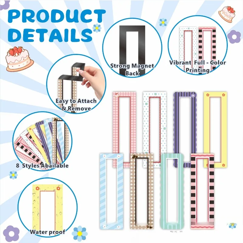 8pcs Magnetic Photo Frames, Suitable for Refrigerators, Photo Booth. Reused, Suitable for Home, Office, Refrigerators, Cabinets