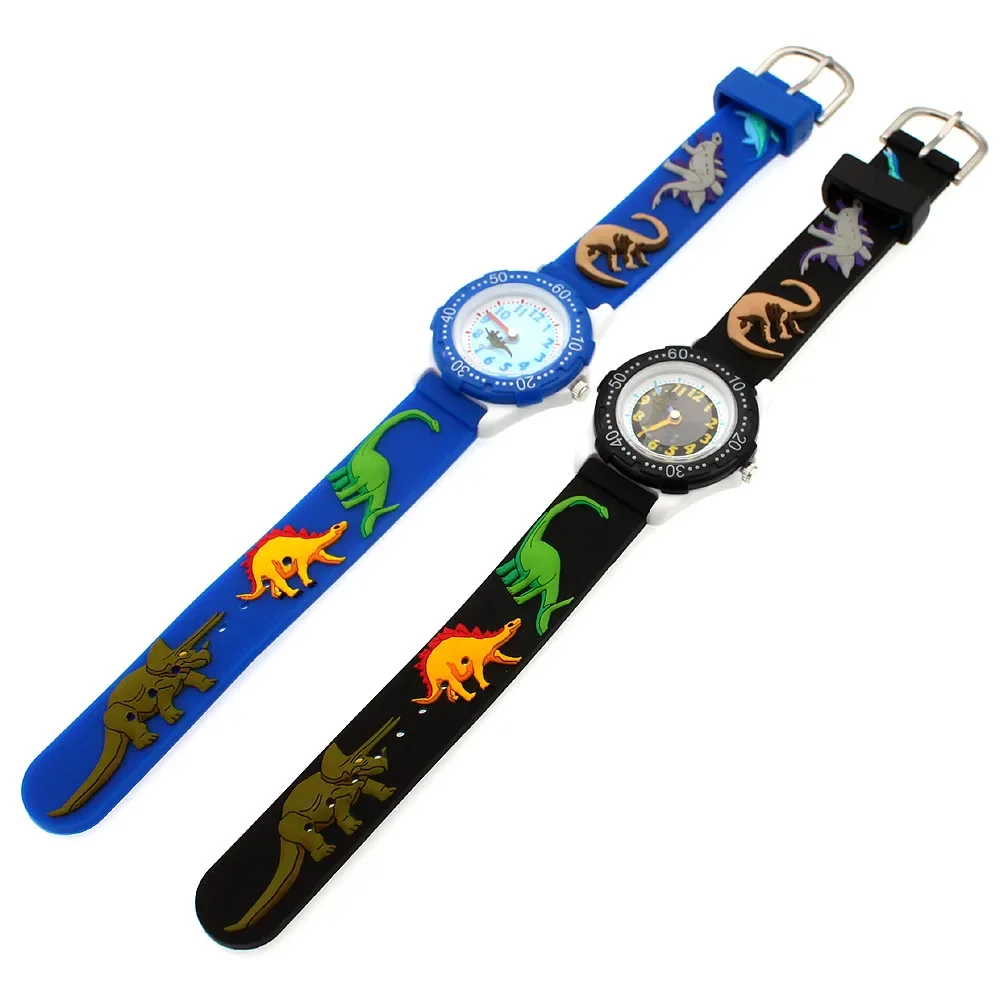 2Pcs Kids Quartz Wristwatch Fashion Cartoon Sports Design for Boys Students Children's Watch