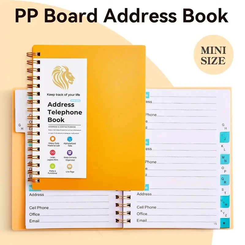 Spiral-Address Book With Alphabetic Tabs Notebook Birthday&Password Notepad Diary Notebooks Writing Pads Office School Supplies