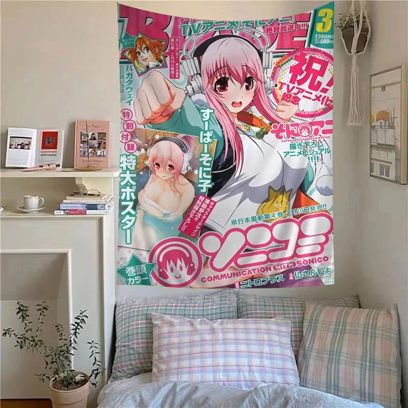 VIKAMA Supersonic Girl Anime-Wandteppich, ästhetisches Wandbehang, Comic-Wandkunst, geeignet für Schlafzimmer, Wohnheim und Heimdekoration