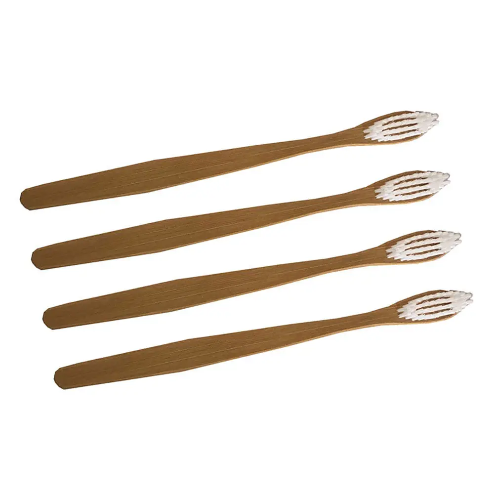 Bamboo Toothbrush 4 Pack for Adults Soft Bristles Oral Care for Effective Cleaning Home Travel Family Gift