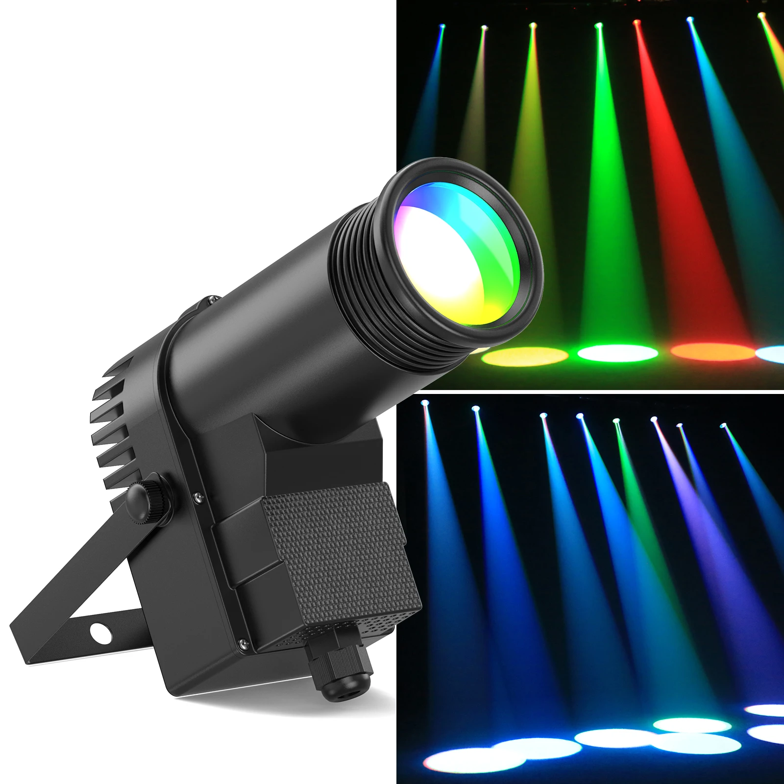 U'King 2 Stück 30W RGBW LED Pinspot-Licht Bühnenlichteffekt Spiegelkugel Pin Spot Licht DMX512 Farbiger Spotlight für DJ-Party